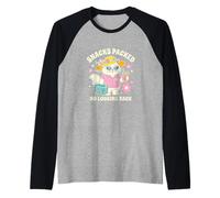 Snacks Llenos Sin Mirar Atrás Gato Vacaciones Viajero Camiseta Manga Raglan