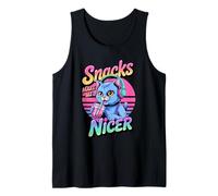 Snacks Make Me Nicer Funny 80s 90s Groovy Cat Meme Animal Camiseta sin Mangas