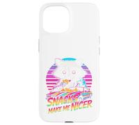 Snacks Make Me Nicer Funny 80s 90s Raccoon Retro Meme Animal Carcasa para iPhone 15
