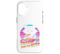 Snacks Make Me Nicer Funny 80s 90s Raccoon Retro Meme Animal Carcasa para iPhone 16