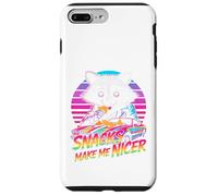 Snacks Make Me Nicer Funny 80s 90s Raccoon Retro Meme Animal Carcasa para iPhone 7 Plus/8 Plus
