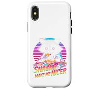 Snacks Make Me Nicer Funny 80s 90s Raccoon Retro Meme Animal Carcasa para iPhone X/XS