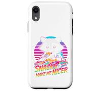 Snacks Make Me Nicer Funny 80s 90s Raccoon Retro Meme Animal Carcasa para iPhone XR