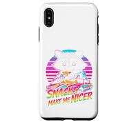Snacks Make Me Nicer Funny 80s 90s Raccoon Retro Meme Animal Carcasa para iPhone XS MAX