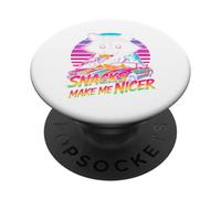 Snacks Make Me Nicer Funny 80s 90s Raccoon Retro Meme Animal PopSockets PopGrip Adhesivo