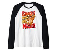 Snacks Make Me Nicer Funny Bear Pizza Meme Animal Camiseta Manga Raglan