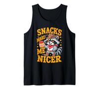 Snacks Make Me Nicer Funny Cowboy Raccoon Meme Animal Camiseta sin Mangas