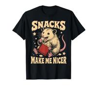 Snacks Make Me Nicer Funny Opossum Snack Lover Camiseta