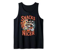 Snacks Make Me Nicer Funny Raccoon Western Meme Animal Camiseta sin Mangas