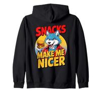 Snacks Make Me Nicer Funny Wolf Meme Animal Sudadera con Capucha