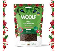 Snacks Navidad para Perros | Dados Semihúmedos de Cordero con arándanos Rojos | Sin Conservantes | Chuches Perros Naturales | Dog Treats Saludables para Cachorros y Mayores | 100g