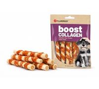 Snacks para Perros - Flamingo Boost Barrita con Pollo y colágeno - 12,5 cm - 8 Piezas 80 g - sin azúcares añadidos - Apoyo para Piel y articulaciones
