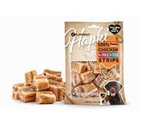 Snacks para Perros - Flamingo Hapki Bocaditos con Pollo, Pato y salmón - 85 g - sin azúcares añadidos