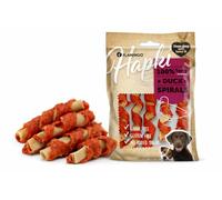Snacks para Perros - Flamingo Hapki Espiral con Pato - 85 g - Rica en proteínas - con Fibra - sin Gluten - sin Cereales - sin azúcares añadidos