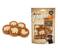 Snacks para Perros - Hapki Chips de Pollo y Pescado con Galleta - Sin azúcares añadidos - 85 g - Flamingo