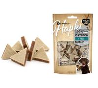 Snacks para Perros - Hapki Cubos de Sushi con Avestruz y Pescado - Sin Cereales - 85 g - Flamingo