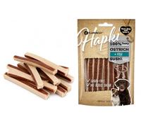 Snacks para Perros - Hapki Tiras de Sushi con Avestruz y Pescado - Sin Cereales - 85 g - Flamingo