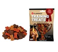 Snacks para Perros - Mini huesitos de Pollo y salmón para adiestramiento - pequeños premios - 100 g - Fabricado en Europa - Flamingo