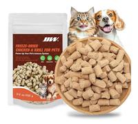 Snacks Premium para Gatos y Perros - Krill y Pollo Freeze - Dried - 100% Naturales, Ricos en Nutrientes , 100g (S, Aceite de Oliva)