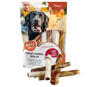 Snacks Twist 'n Roll de cuero de vaca para perro - Duvo Plus - Cantidad: 5 unidades