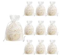 Snadulor 10 bolsas de organza de encaje, bolsas de organza transparentes blancas para embalajes de dulces, suministros de boda, fiestas, 3.9 x 5.5 pulgadas