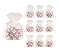 Snadulor 10 bolsas de regalo de organza de 3.9 x 5.5 pulgadas, bolsas de organza transparentes blancas para embalaje de dulces, envoltura de regalos, suministros de fiesta de boda