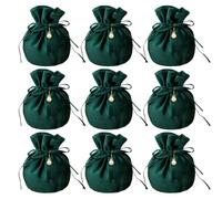 Snadulor 20 bolsas de regalo de terciopelo con cordón de fondo redondo con cuentas de perlas, para regalos de boda, Navidad, regalos de fiesta, cumpleaños, verde oscuro