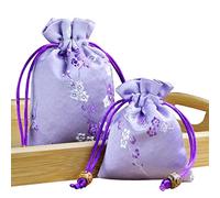 Snadulor 20 bolsas de seda con cordón de 3.9 x 5.5 pulgadas, bolsa de joyería bordada de brocado de seda china, bolsa de joyería para boda, color morado