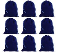 Snadulor - 20 bolsas de terciopelo de color sólido con cordón para joyas, fiestas, regalos, bolsas de terciopelo, regalos de boda, bolsas de caramelos, 4 x 4.7 pulgadas, azul oscuro