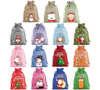 Snadulor 30 bolsas de arpillera de Navidad con cordón, bolsas de lino de Navidad, bolsas de dulces para fiestas de Navidad, recuerdos de boda, color aleatorio