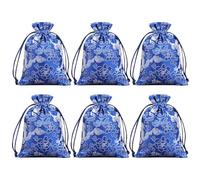 Snadulor, bolsas de kit, 20 piezas de joyería china de seda, bolsa de brocado, regalo, bolsas de caramelos, 3.9 x 5.5 pulgadas, diseño de dragón, azul oscuro