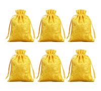 Snadulor, bolsas de kit, 20 piezas de joyería china de seda, brocado, regalo, bolsas de caramelos, 3.9 x 5.5 pulgadas, diseño de dragón, amarillo brillante