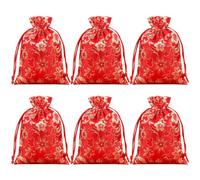 Snadulor, bolsas de kit, 20 piezas de joyería china de seda, brocado, regalo, bolsas de caramelos, 3.9 x 5.5 pulgadas, risa, rojo