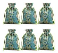 Snadulor - Juego de 20 bolsas de seda para joyería china, brocado, regalo, bolsas de caramelos, 3.9 x 5.5 pulgadas, spray rojo, verde