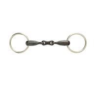 Snaffle bit, dulce hierro libre anillo bit con enlaces francés para caballos Weatherbeeta Korsteel 15 cm