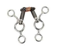 Snaffle - Broca de acero inoxidable con rodillo de cobre de boca articulada para caballo, anillo de mordaza de latón, boquilla de 145 mm, equipo de entrenamiento de caballos