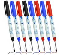 SNAGAROG Lápiz Marcador para Carpintero, 8 Lápices Marcadores para Marcar Agujeros Profundos de Punta de 30 mm de Largo Rotuladores para Carpintería de Color Negro Rojo Azul para Trazar Sobre Pared