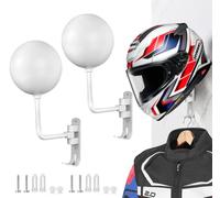 SNAGMO - Soporte de pared para casco de motocicleta de 180°, soporte de metal giratorio con 2 ganchos para abrigos de bicicleta, gorras, béisbol, rugby (2 piezas)