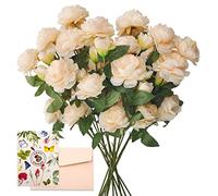 SNAIL GARDEN 12 Flores Artificiales, peonía de Seda de un Solo Tallo,Rosa floreciente con 36 Cabezas de Flores,para Bodas,Fiestas en casa,Festivales,arreglos Florales,decoración (champán)