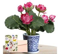 SNAIL GARDEN Flor de Loto Artificial, 2 Manojos de Espuma Acuática Lirio de Agua,Realista Flotante Planta de Agua Viva para Jarrón Interior Estanque Acuario Decoración Piscina al Aire Libre