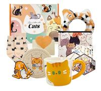 SNAIL GARDEN - Juego de 10 regalos para amantes de los gatos con taza, monedero, calcetines y llaveros para cumpleaños