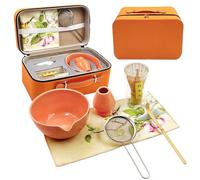 SNAIL GARDEN Juego de té matcha de alta calidad con funda de poliuretano, batidor de bambú y cuenco de cerámica, kit de 8 piezas de lujo para hacer matcha, diseño de boquilla, accesorios completos de
