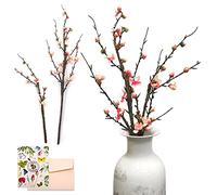 Snail Garden Paquete de 2 Flores Artificiales de Ciruelo, Ramo de Flores de Ciruelo de Tallo Largo sintético con 13 Cabezas de Ciruela de Flor Completa y 23 capullos de Flores de Seda, Ramas de