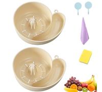 Snail Shape Drainer, Snail Shaped Fruit Washer, New Automatic Vegetable Shaped Drain Basket, Rotating Fruit & Vegetable Washing Bowl with Strainer, Portable Kitchen Cleaning Device (White-2PCS)