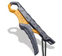 SNAIL TRAIL Pinza flotante para peces y pesca de lubina, soporte para bagre, herramienta de agarre para la boca de los peces de la trucha, agarre para labios de pez, alicates de pesca, agarre con cordón (gris-amarillo) (7.5 pulgadas)