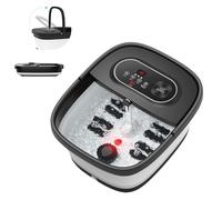 Snailax Baño de pies plegable con masaje y calefacción, baño de burbujas con ruedas Shiatsu | 14 niveles de calor | burbujas | luz roja | temporizador, bañera eléctrica 35 ℃ - 48 ℃, masajeador de pies