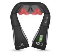 Snailax Masajeador de cuello inalámbrico con calor, masajeador Shiatsu recargable con correa ajustable, 2 niveles de intensidad, batería de 60 minutos, regalo para mujeres y hombres