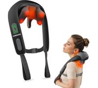 Snailax Masajeador de cuello Shiatsu inalámbrico con función de calor | Inalámbrico recargable con correa y funda lavable, 2 modos, 3 niveles de temperatura, regalo para familiares y amigos