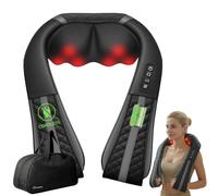 Snailax Shiatsu - Masajeador de cuello inalámbrico con calor | Masajeador de cuello tejido profundo hombro espalda 8 nudos shiatsu 4D amasado, 3 niveles 3 modos regalo comodidad