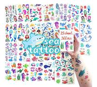 SnailGarden 300 Piezas de Tatuajes Temporales de Mar para Niños,Fake Impermeable Etiqueta Engomada del Tatuaje para Niños Niñas Infantiles Fiesta de Cumpleaños Regalo
